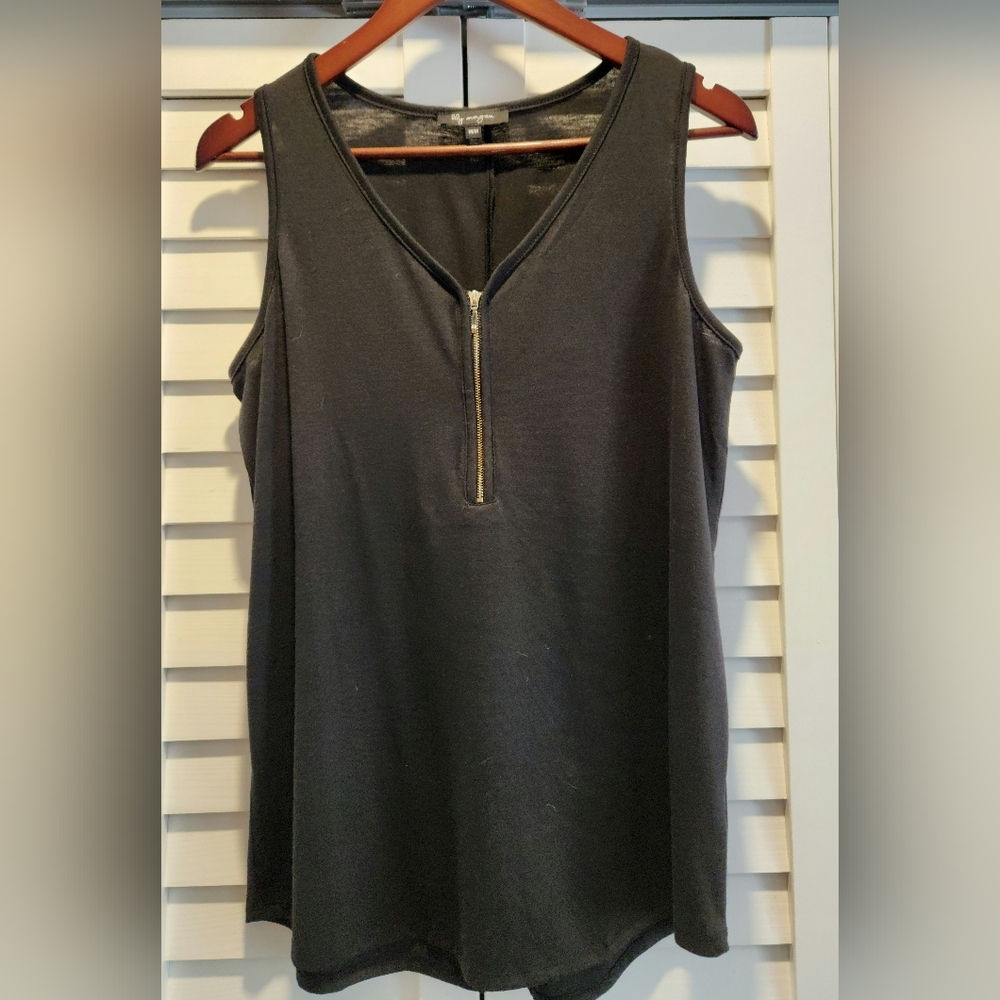 Black tank with gold zipper